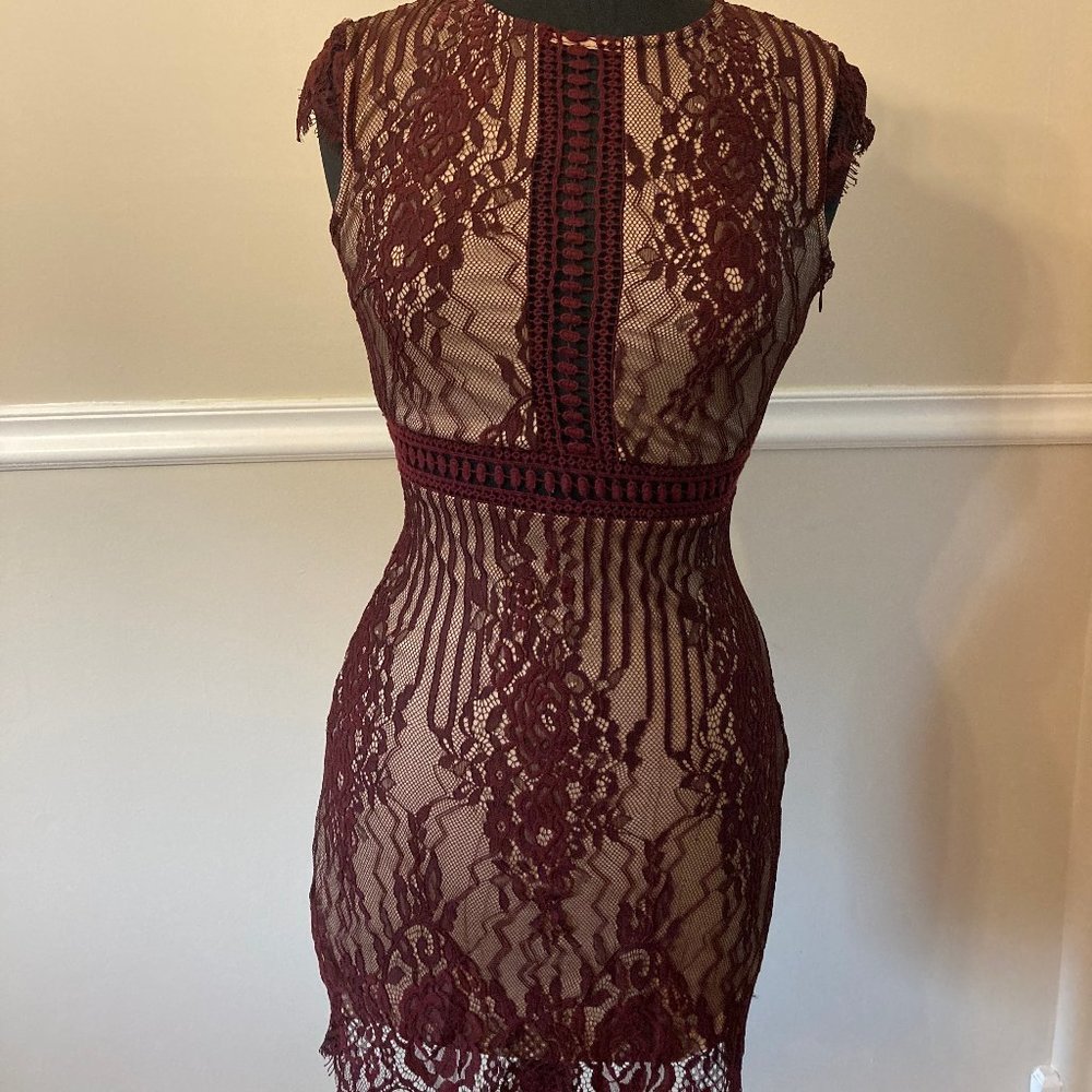 Forever 21 Burgundy Lace Cut-Out Dress
